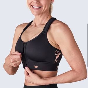 SHEFIT Black Sports Bra with Subtle Pink Accent